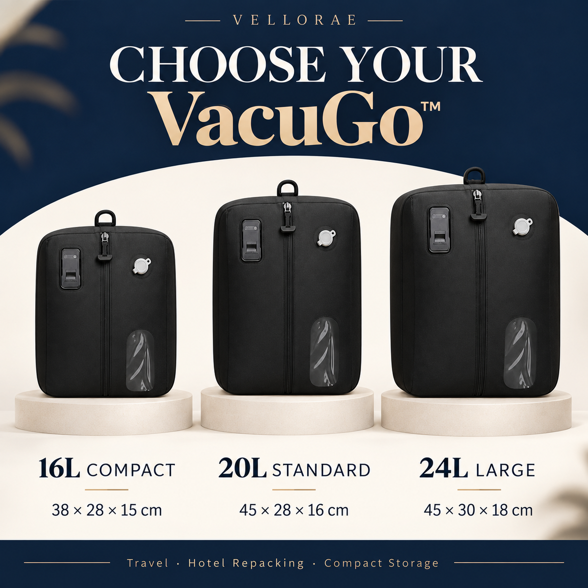 VacuGo 16L 20L and 24L size guide