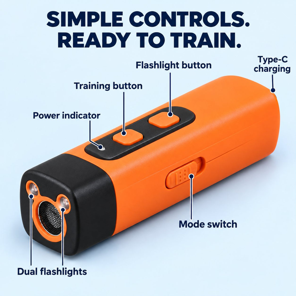 Bark Button controls, mode switch and Type-C charging port
