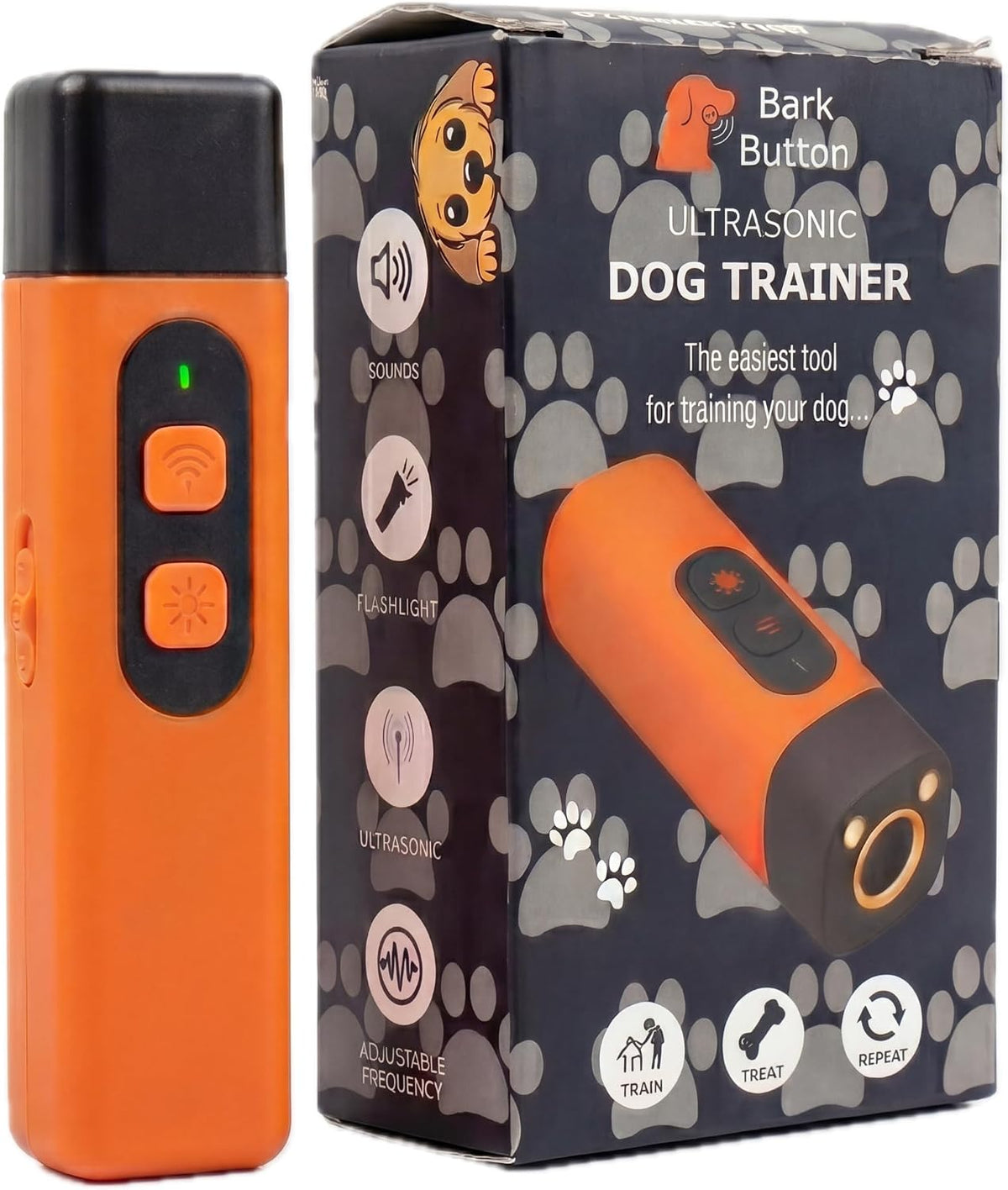 Bark Button device and packaging close-up