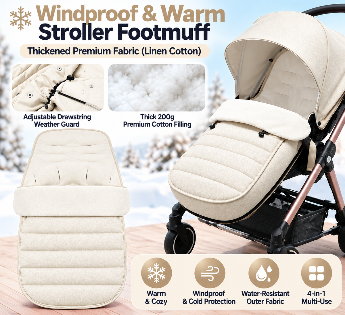 Cream stroller footmuff product details