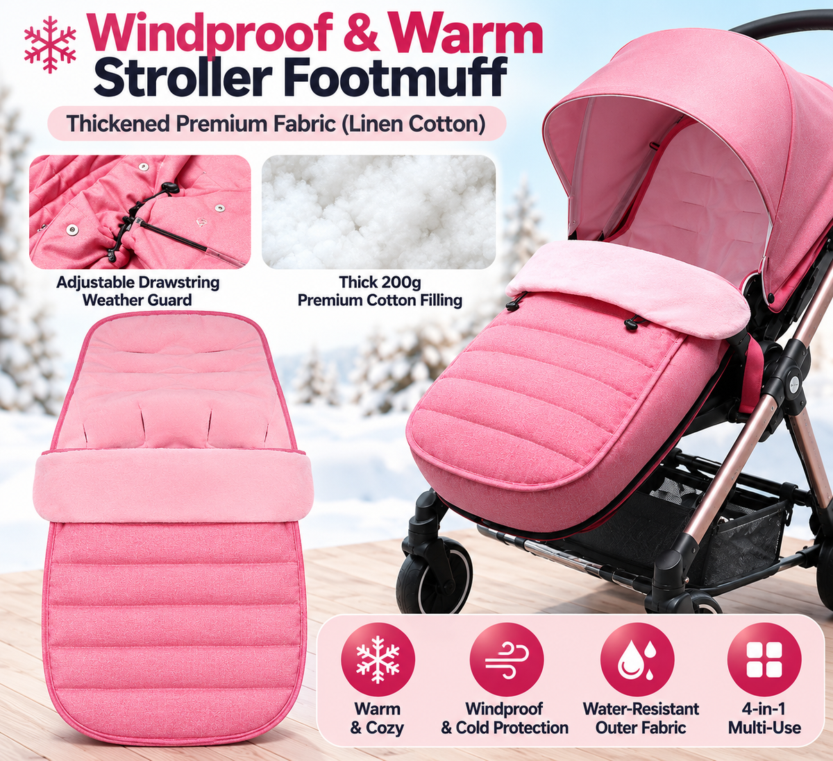 Pink stroller footmuff product details