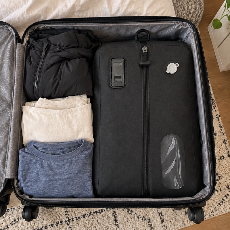 Customer product photo of the VELLORAE VacuGo travel compression bag