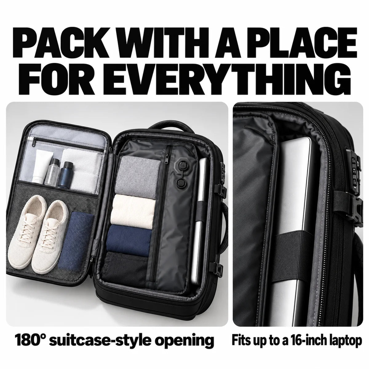 AirVault open packing and laptop organization