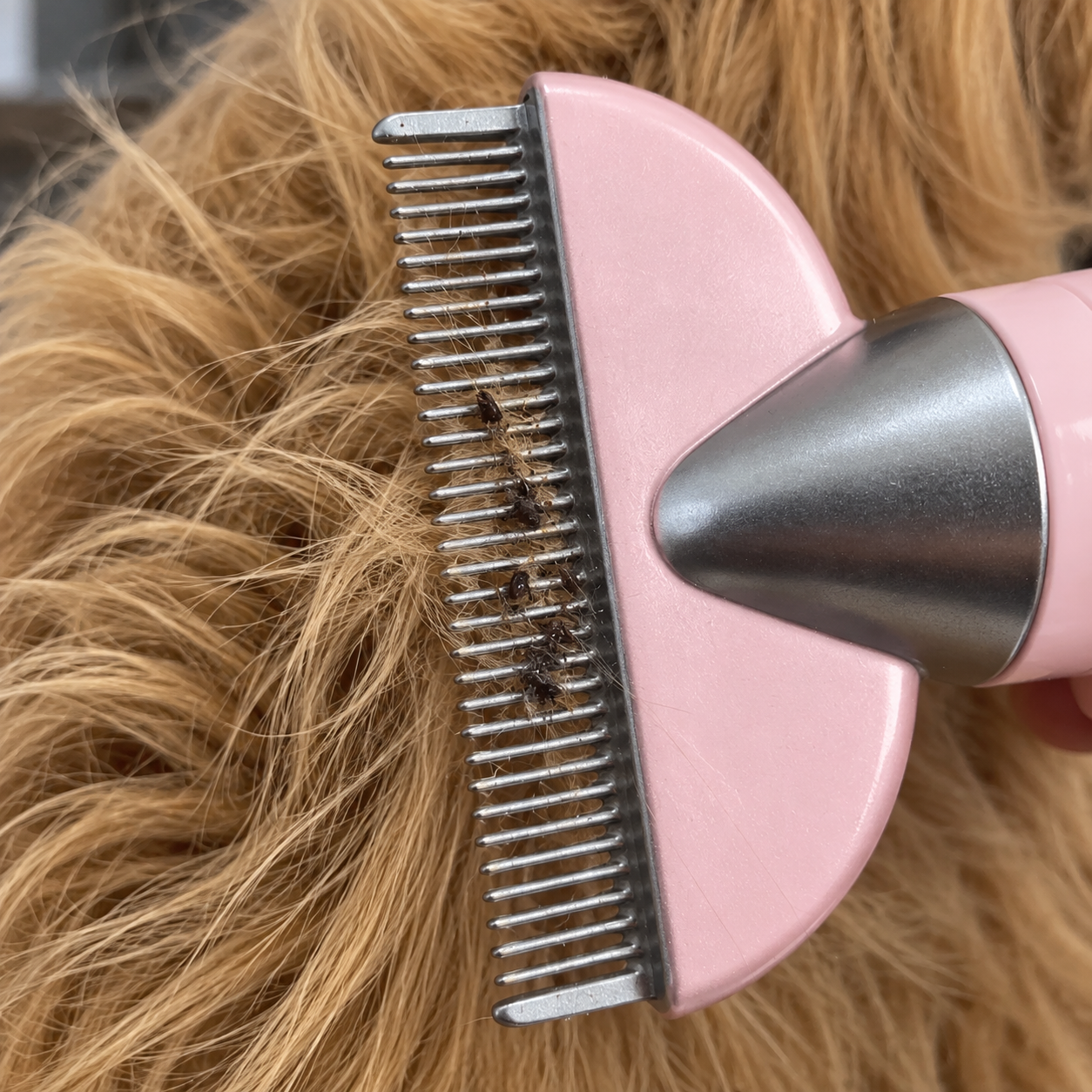 Customer product photo of the FurSweep grooming comb