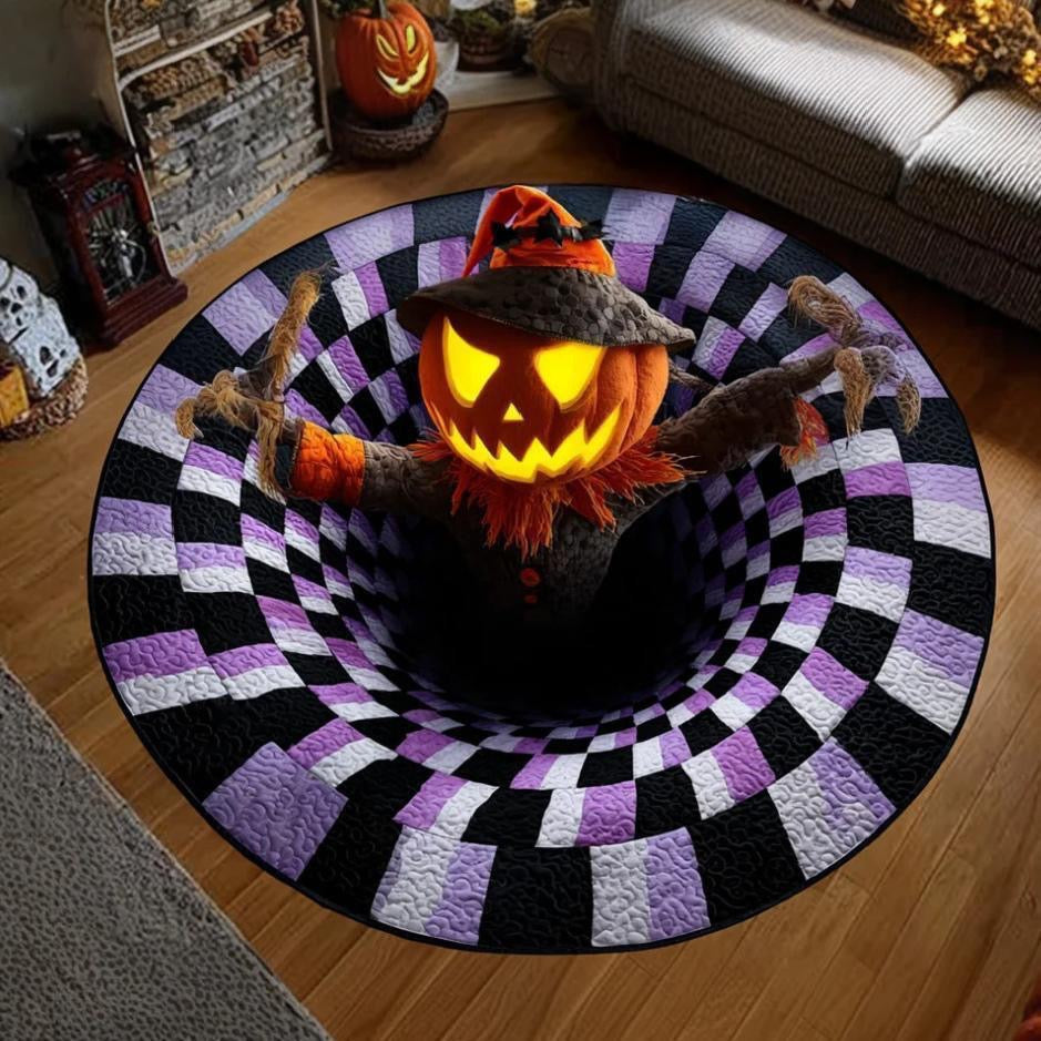 Pumpkin Scarecrow Vellorae Halloween illusion rug